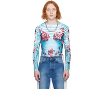 Blue & Red Floral Long Sleeve T-Shirt