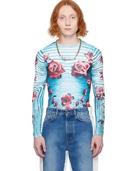 Jean Paul Gaultier Blue & Red Floral Long Sleeve T-Shirt 503001-blue