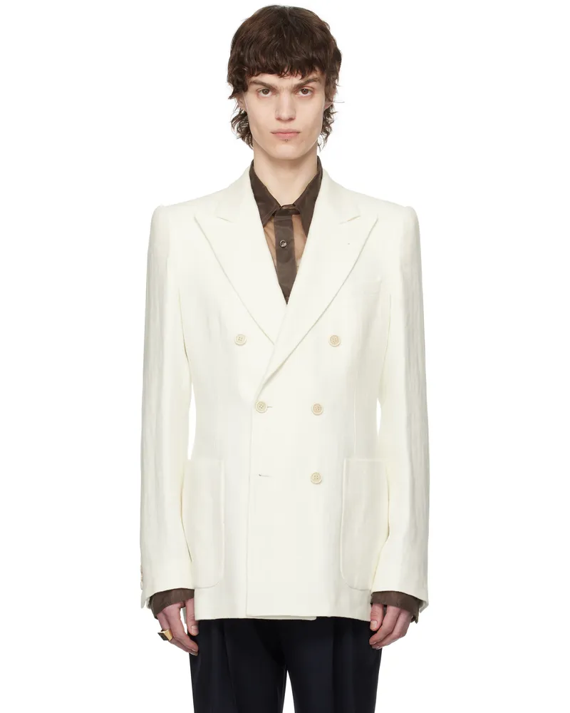 Dries van Noten White Linen Blazer 1