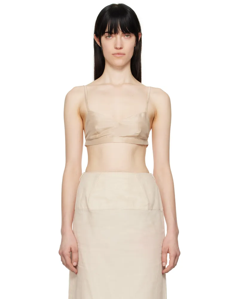 Carven Beige Silk Bra Nude