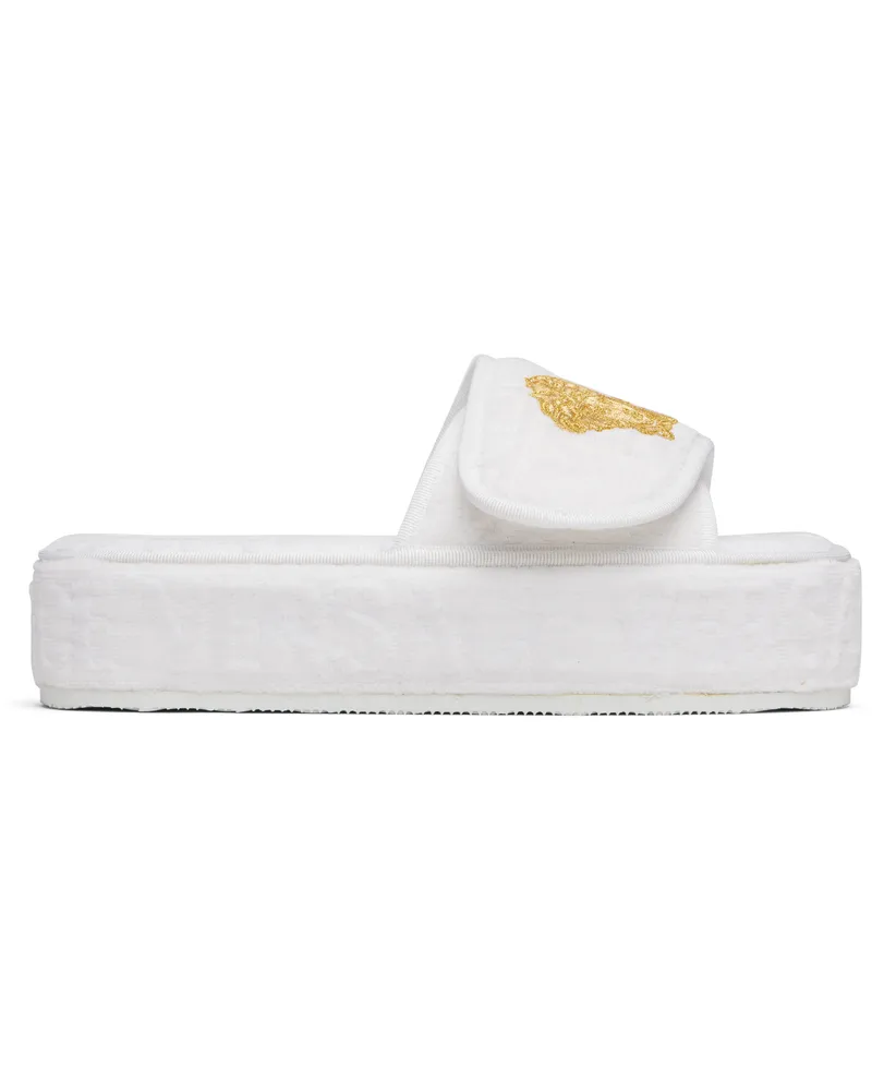 Versace White 'Versace Allover' Slippers Z4001-white