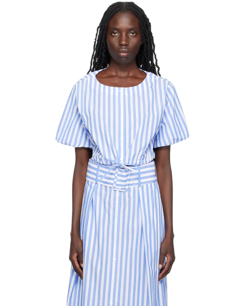 STAUD Blue & White Ellington Blouse Sea