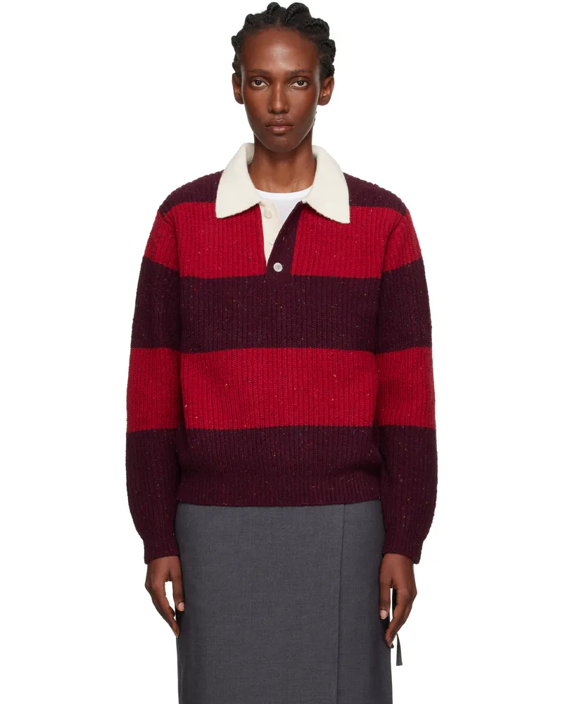 Dunst Red & Burgundy Chunky Rugby Polo Red