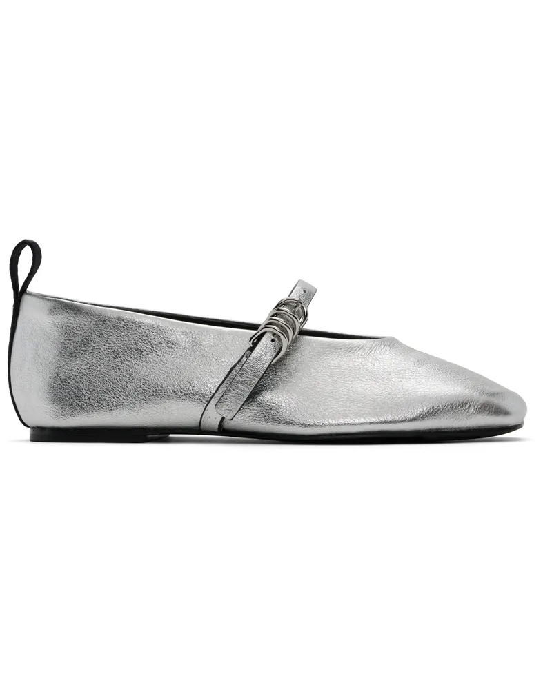 Rag & Bone Silver & Black Spire Mary Jane Ballerina Flats Slvr