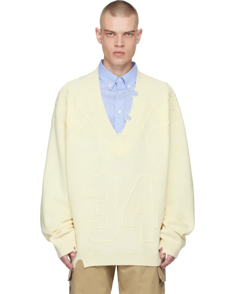AMBUSH Off-White Destroyed Rib Knit Sweater White