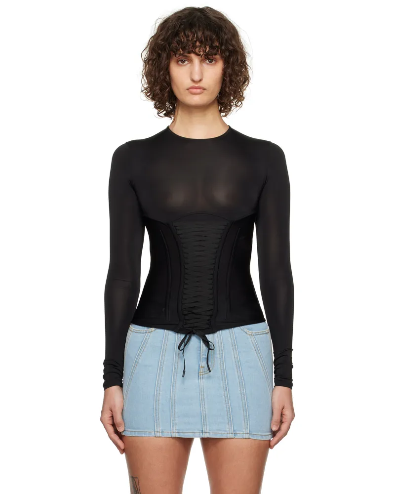 Thierry Mugler Black Lace-Up Top 1999