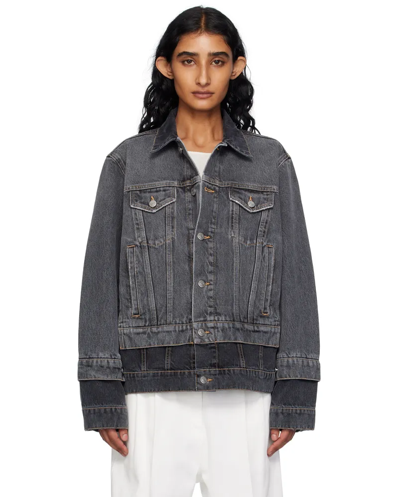 Stella McCartney Black Tonal Panelled Denim Jacket 1115