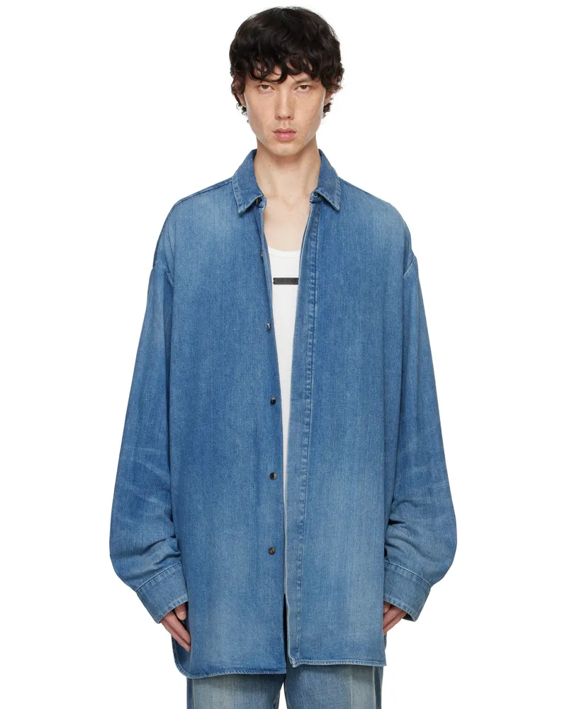 Fear of God Blue Vented Denim Shirt Medium
