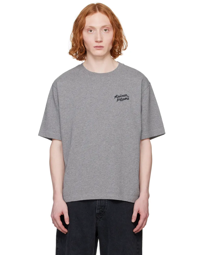 Kitsuné Gray 'Maison Kitsuné' Handwriting Oversize T-shirt H131