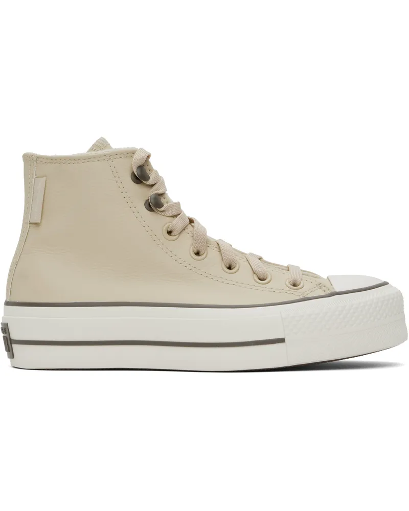 Converse Beige Chuck Taylor All Star Lift Platform Weatherized Leather Sneakers Miso