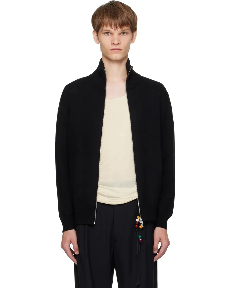 Song For The Mute Black Zip Up Funnel Cardigan Black