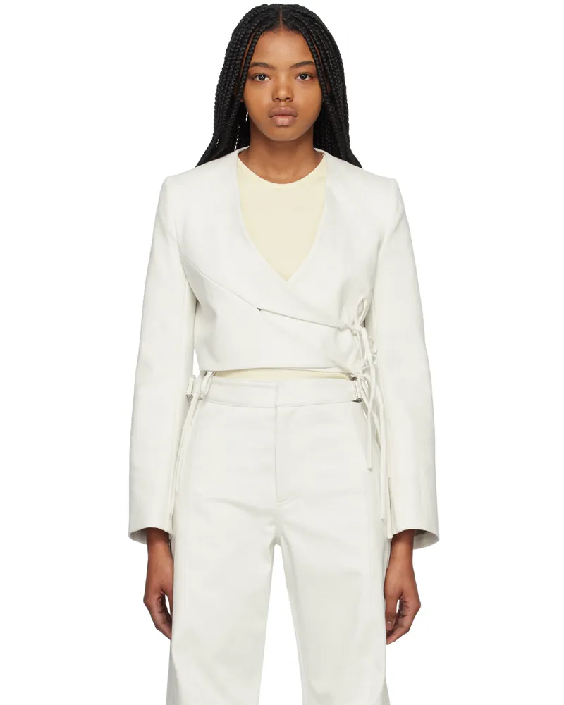 YUZEFI Off-White Wrap Split Denim Blazer Off