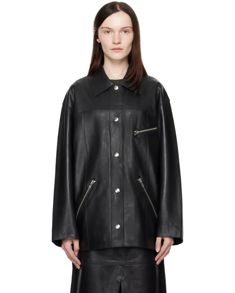 STAND Black Elisia Leather Jacket 89900