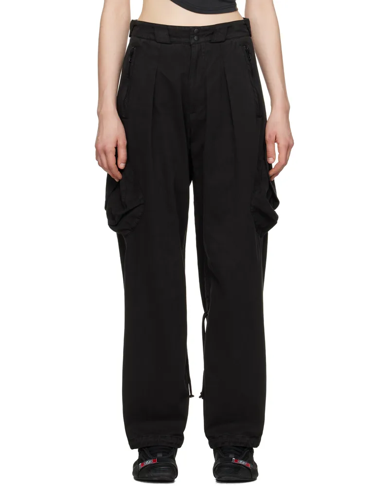 Hyein Seo Black Dyed Cargo Pants Black