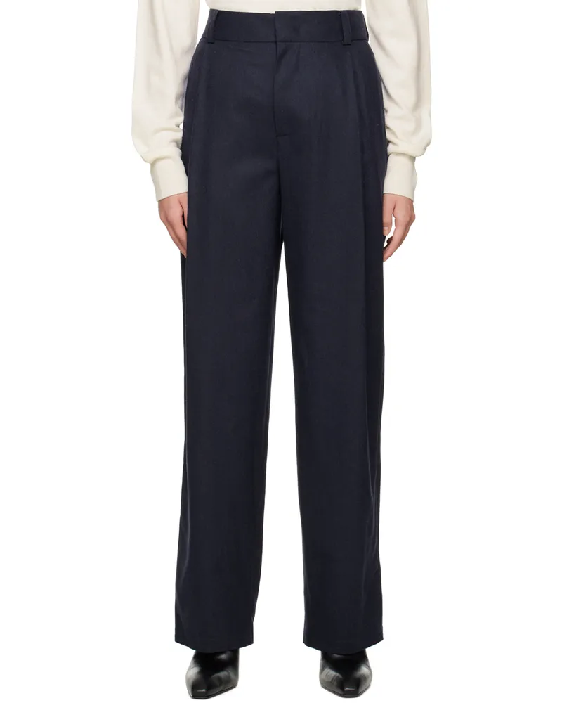WE 11 DONE Navy Wide-Leg Trousers Navy