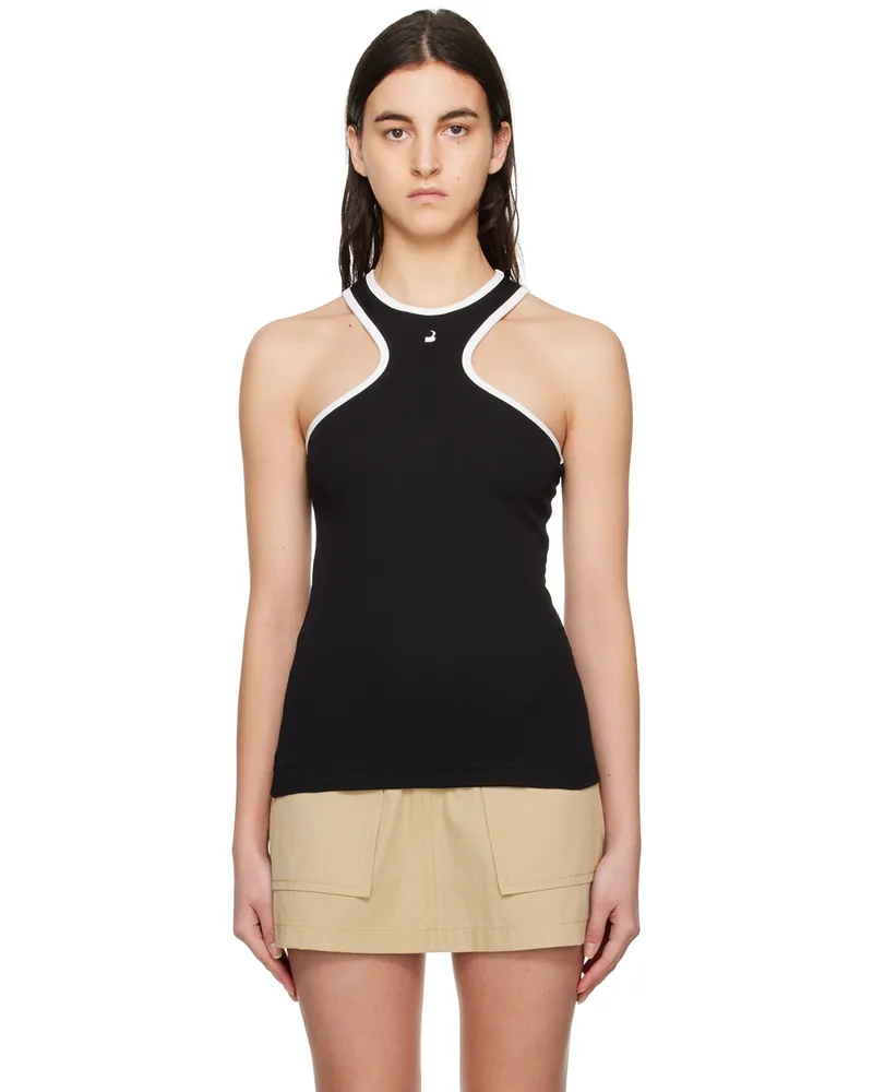 pushBUTTON Black Racer Back Tank Top Black