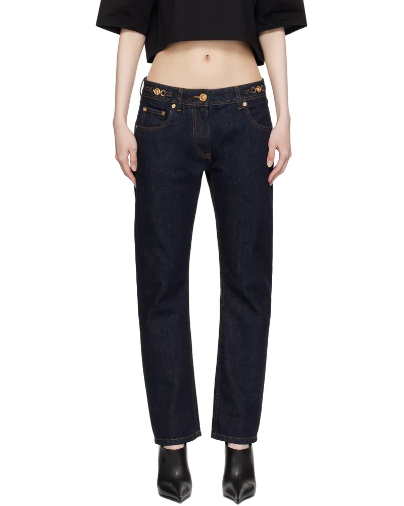 Versace Navy Medusa '95 Crop Straight-Fit Jeans 1d100-dark
