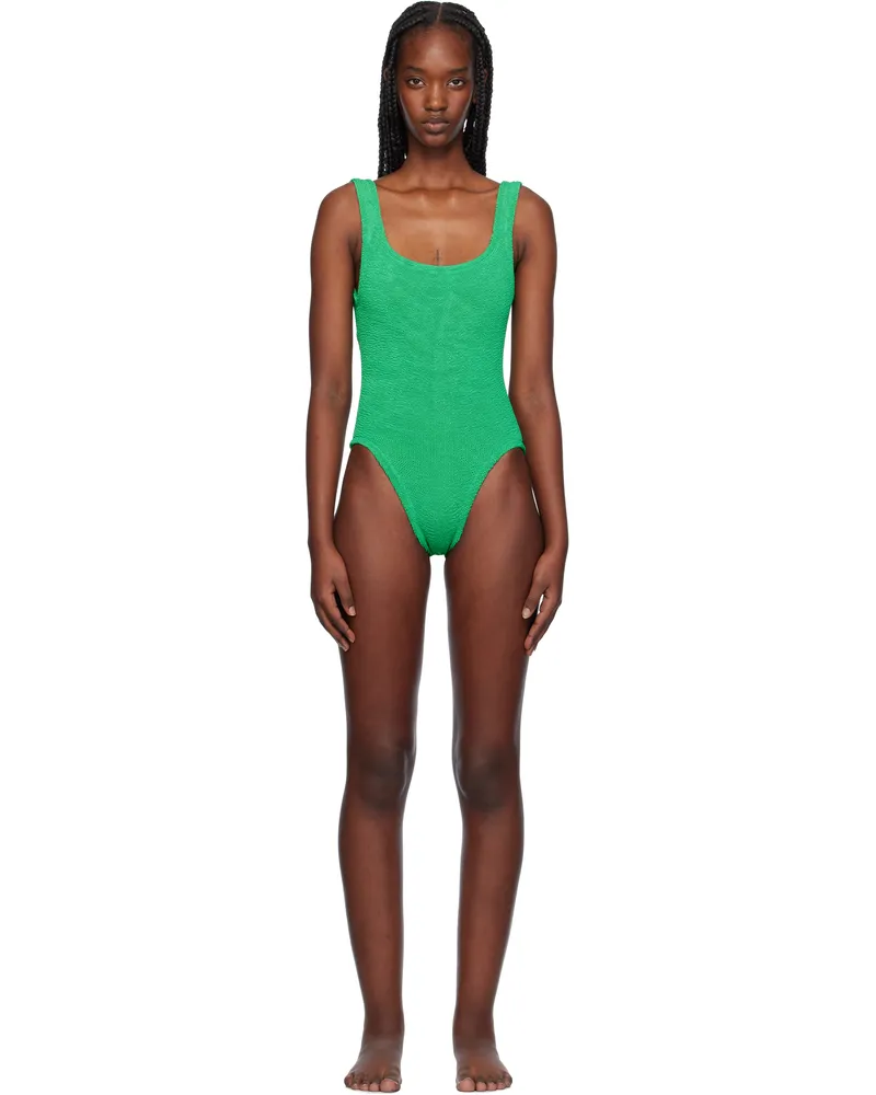Hunza G Green Square Neck Swimsuit Emerald
