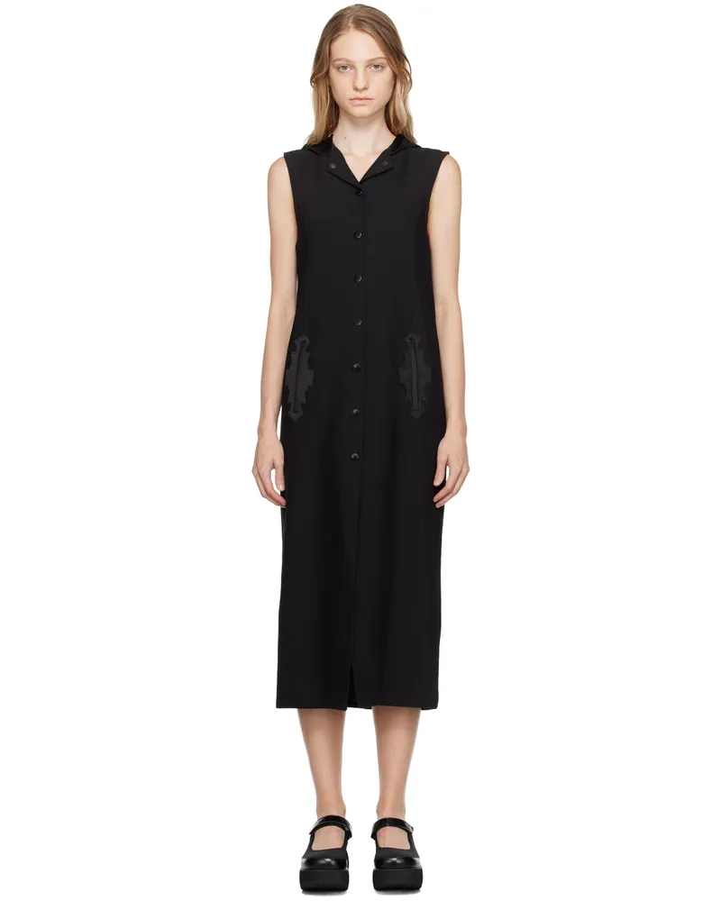 OPEN YY Black Zip Hood Midi Dress Black