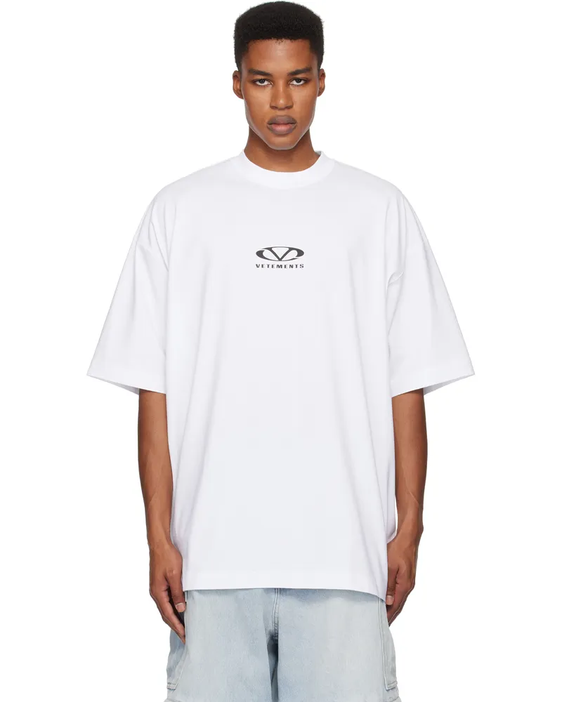 VETEMENTS White Oval Logo Oversized T-shirt White