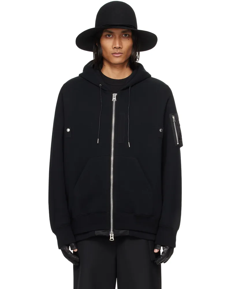 Sacai Black Raglan Hoodie 001