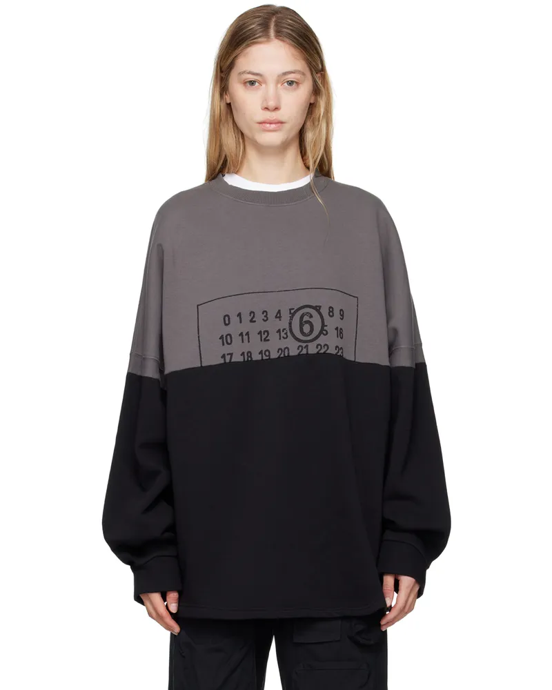 Maison Margiela Gray & Black Printed Logo Sweatshirt 961