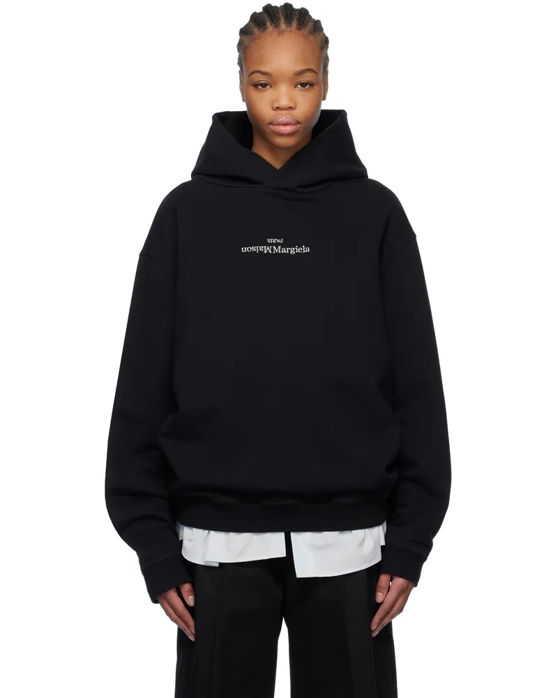 Maison Margiela Black Distorted Logo Hoodie 962