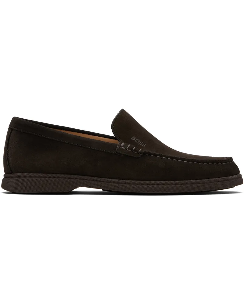 HUGO BOSS Brown Suede Loafers 203-dark
