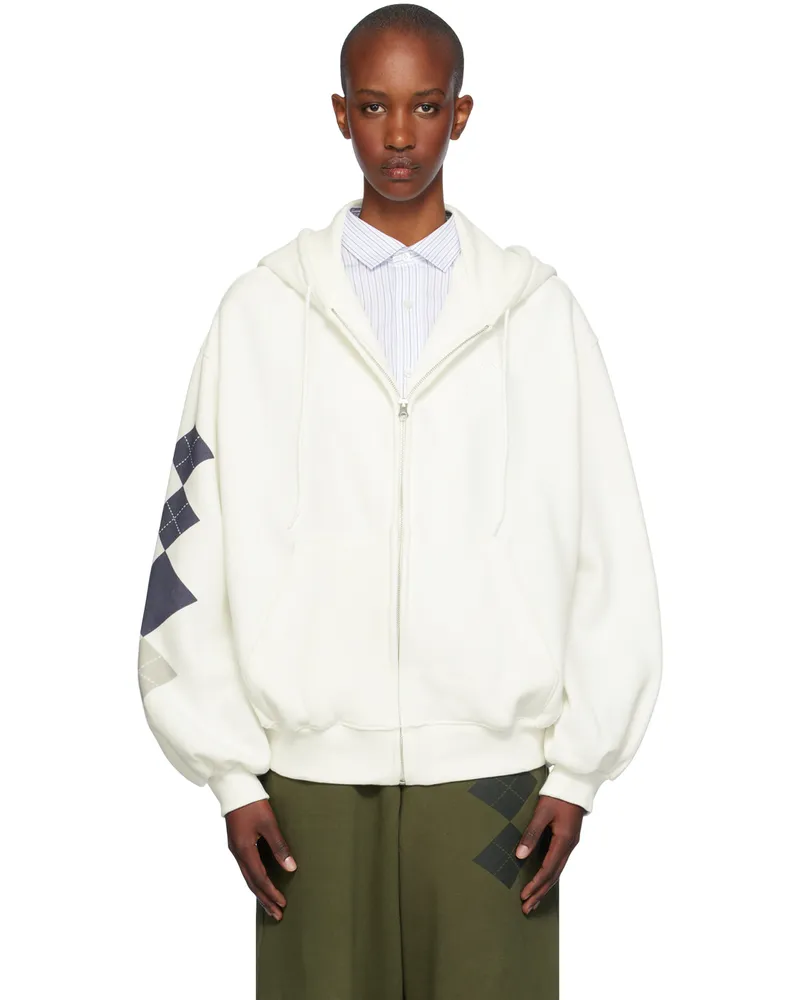 OPEN YY White Argyle Box Hoodie White