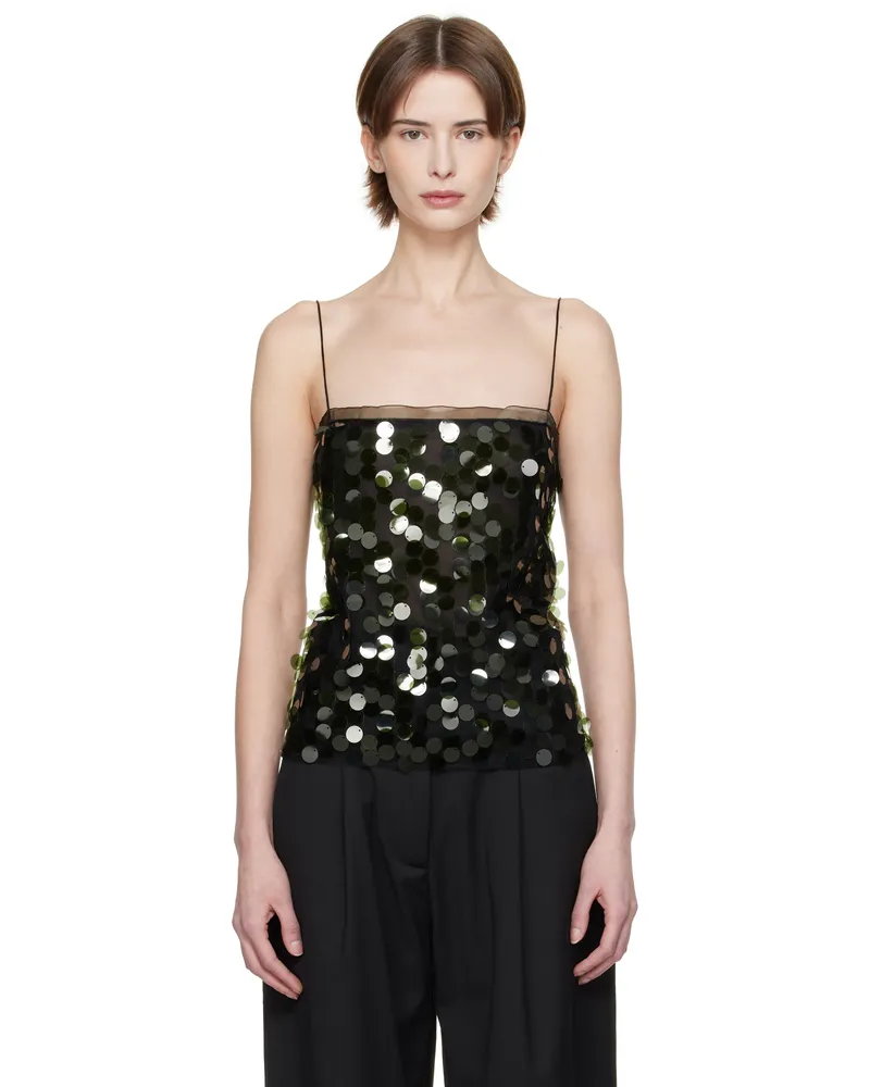 16ARLINGTON Green Suero Sequin Top Verde