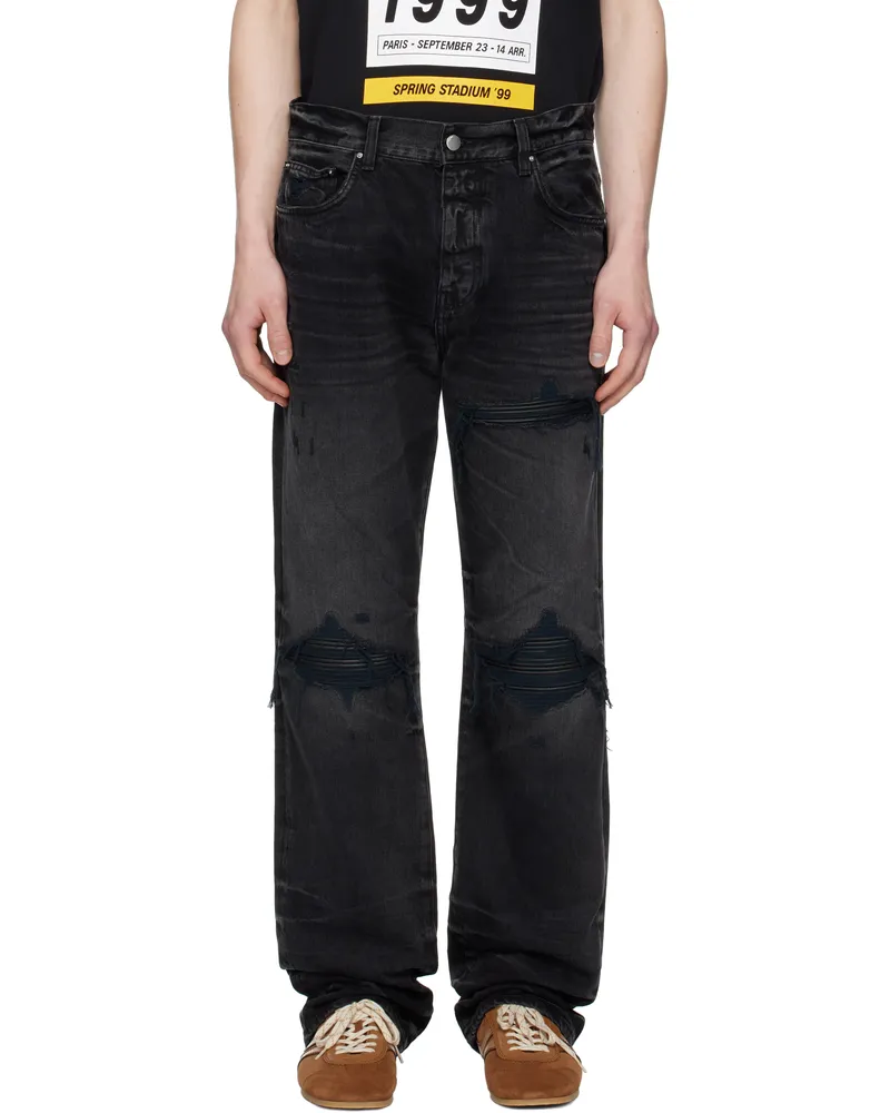 Amiri Black Leather Straight MX1 Jeans Vintage