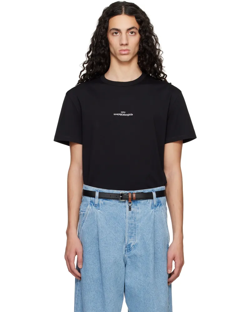 Maison Margiela Black Distorted Logo T-Shirt 900