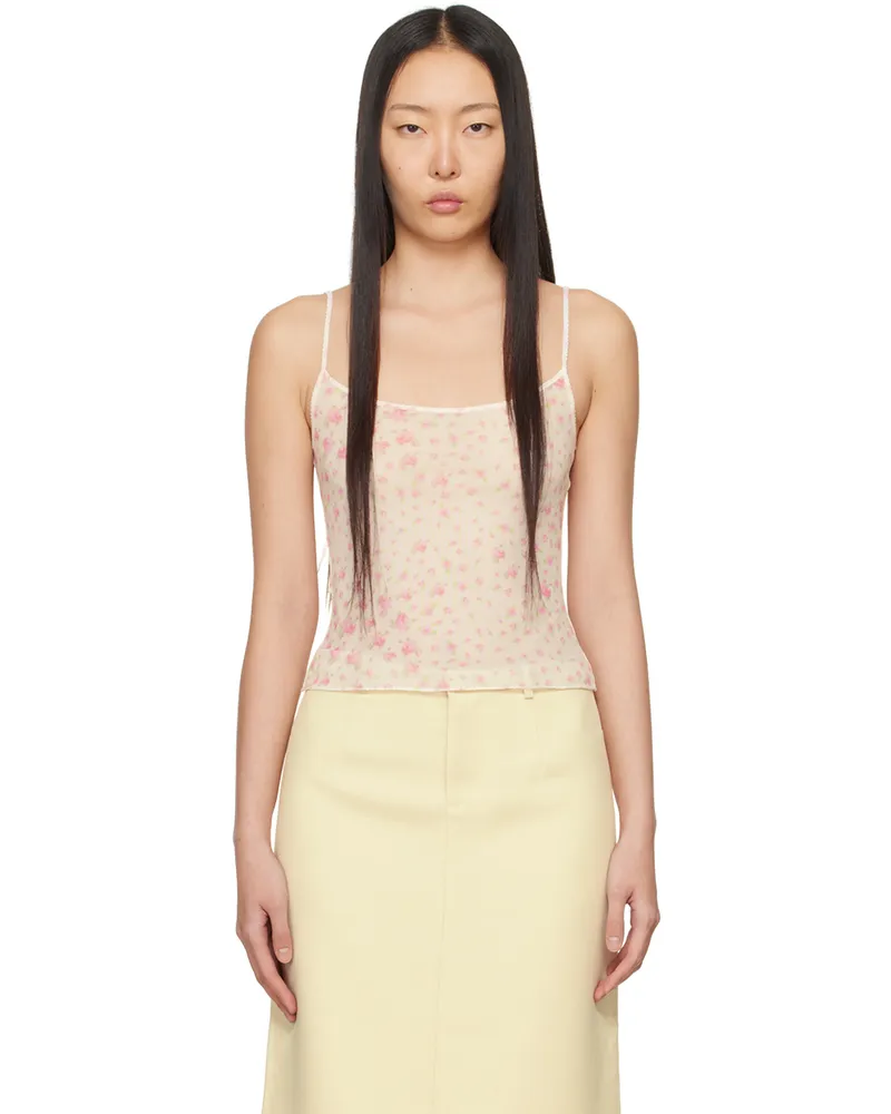 Sandy Liang White & Pink Tubber Tank Top 958
