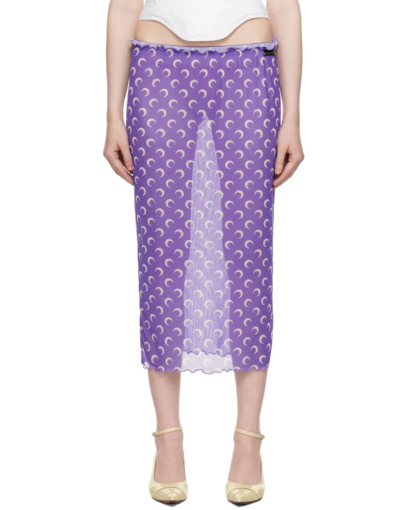 Marine Serre Purple Recycled Moon Mesh Midi Skirt Pu20