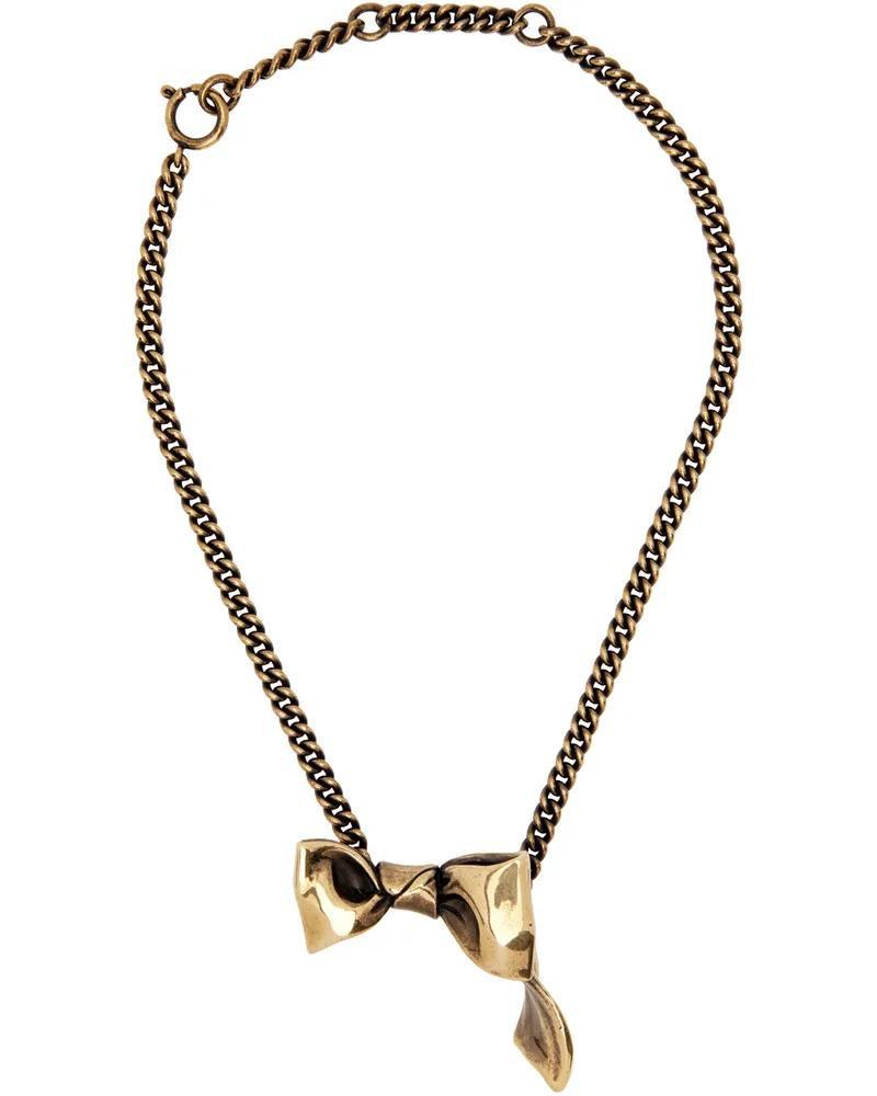 Acne Studios Gold Karen Kilimnik Edition Bow Necklace Antique