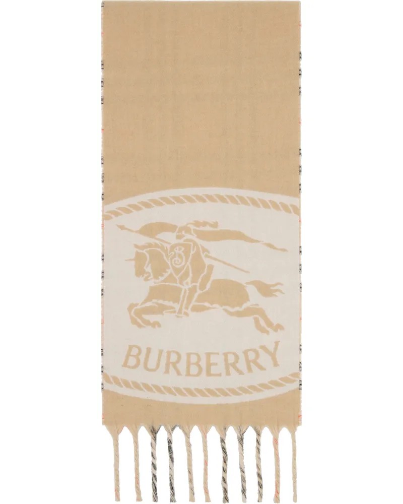 Burberry Beige Reversible Knight Stamp Scarf Sand
