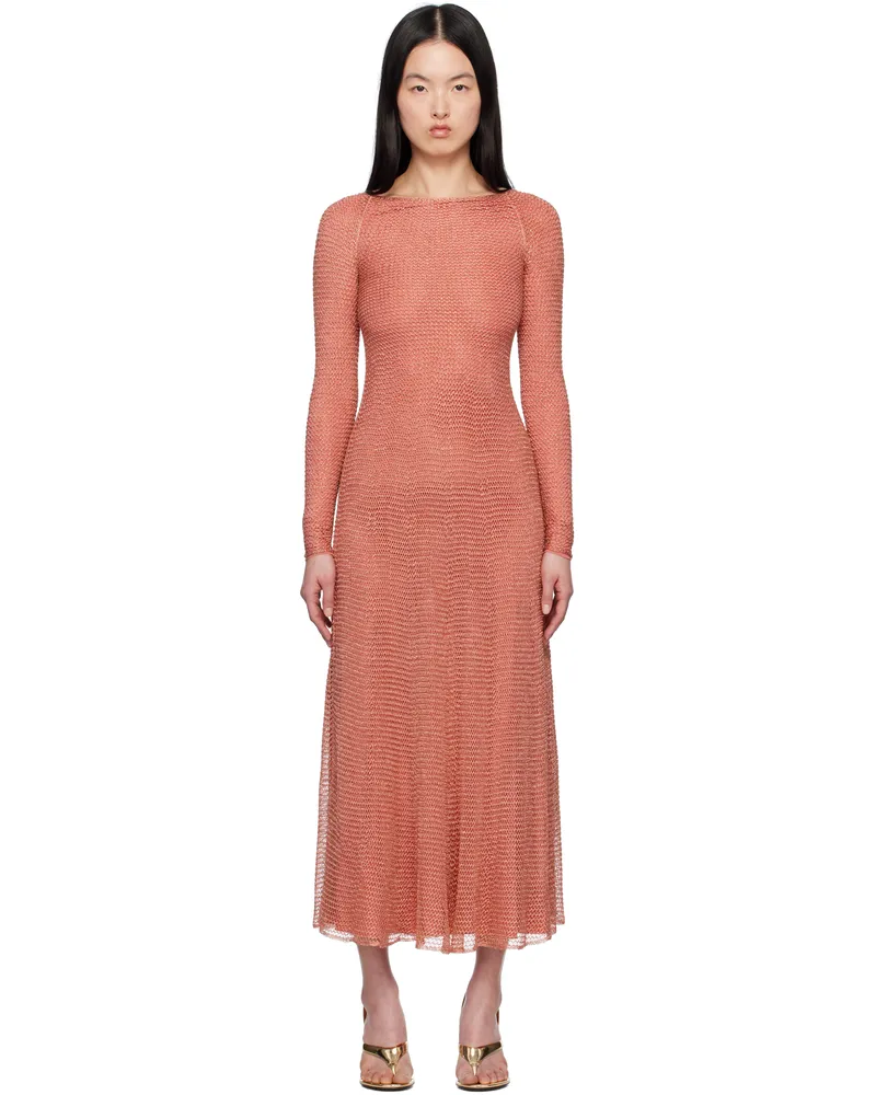 Alaïa Pink Mesh Knit Maxi Dress 390