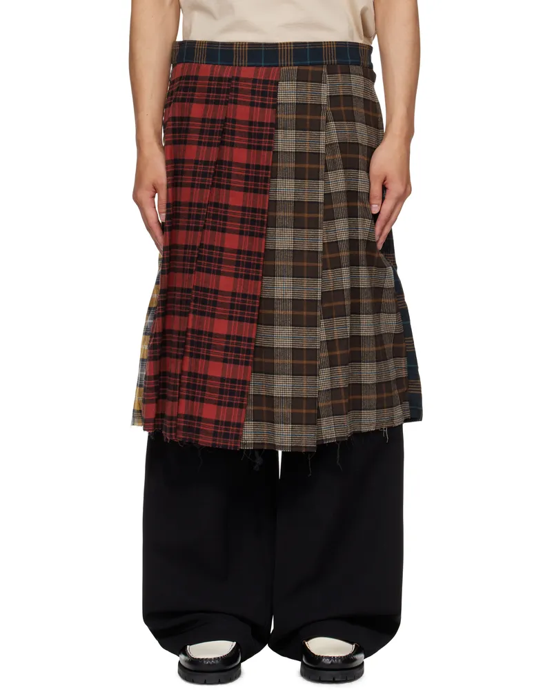 Song For The Mute Multicolor Tartan Flannel Pleated Shorts Multi