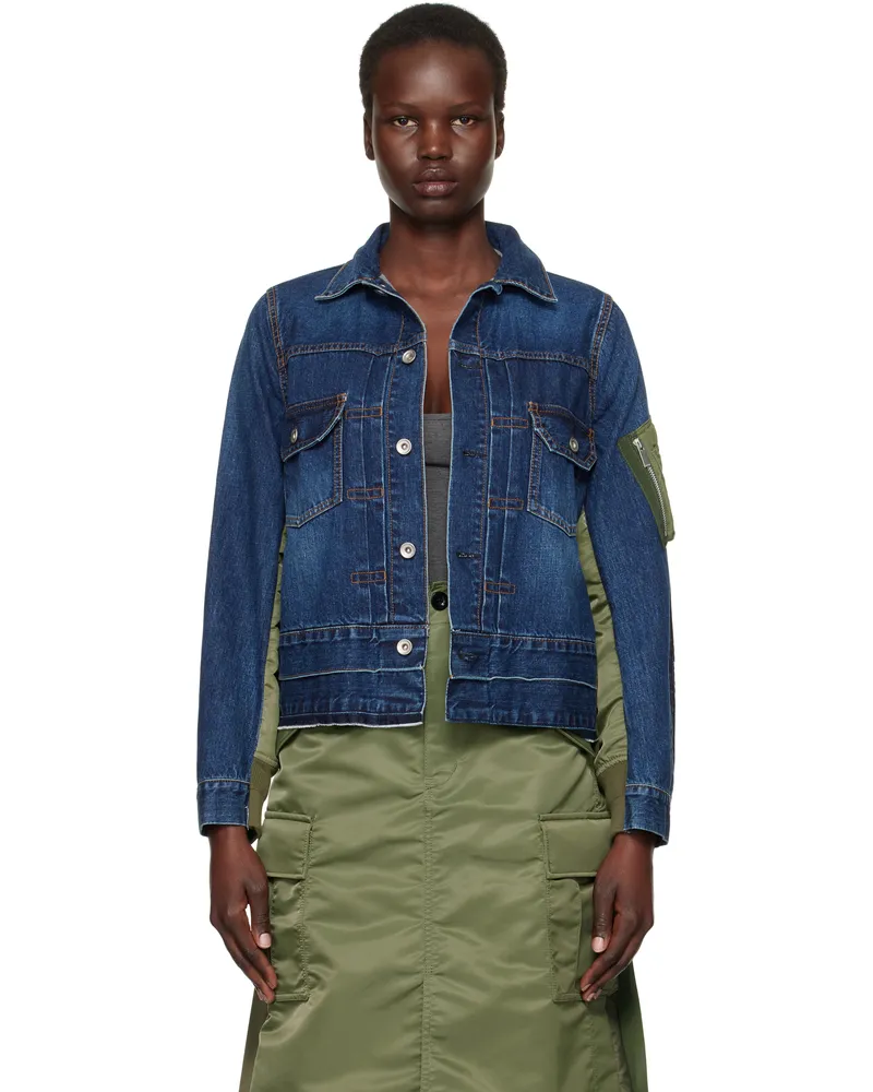 Sacai Blue Nylon Twill Denim Jacket 401