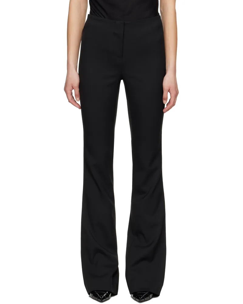 Entire Studios Black Slim Flare Wool Trousers Blackwool