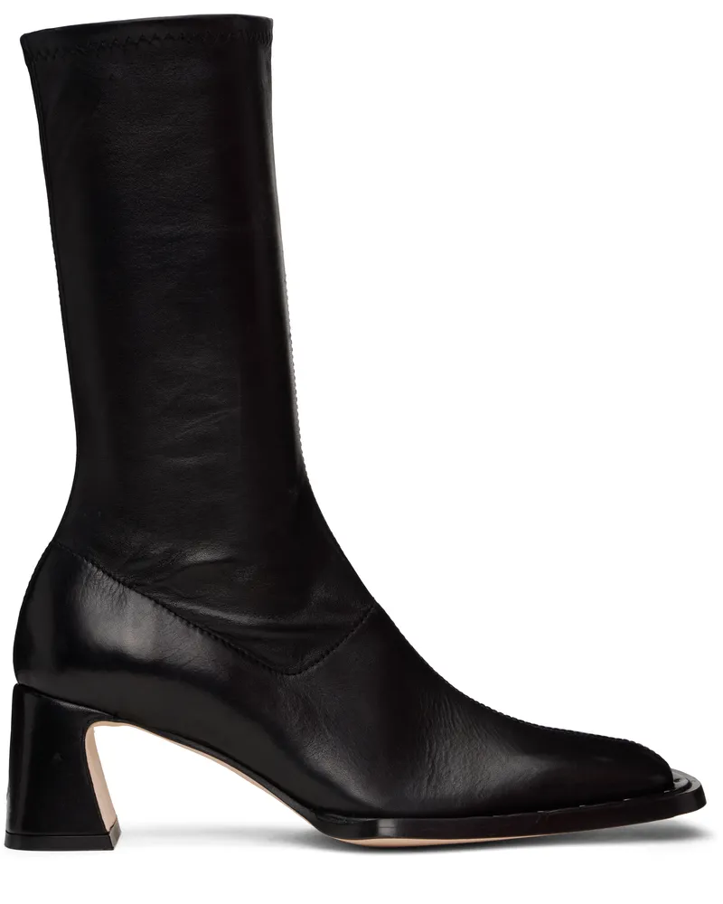 Miista Black Chastity Stretch Boots Black