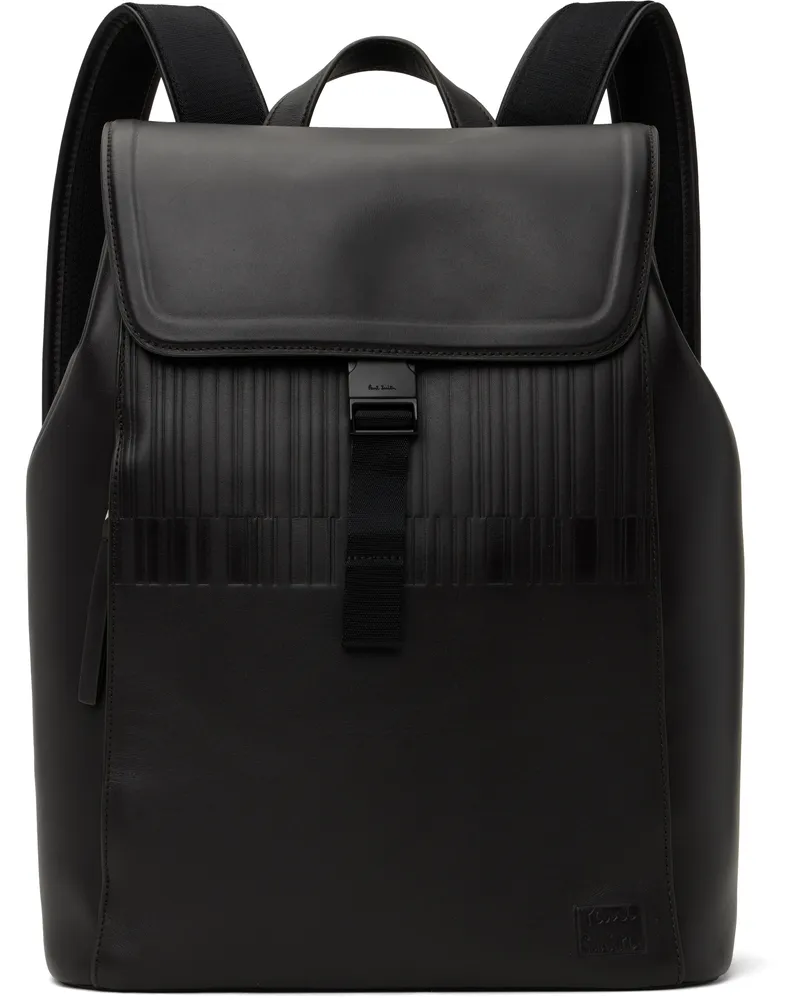 Paul Smith Brown Leather Shadow Stripe Backpack 69