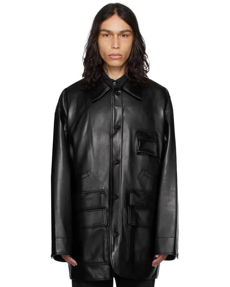 Wooyoungmi Black Hardware Faux-Leather Jacket Black