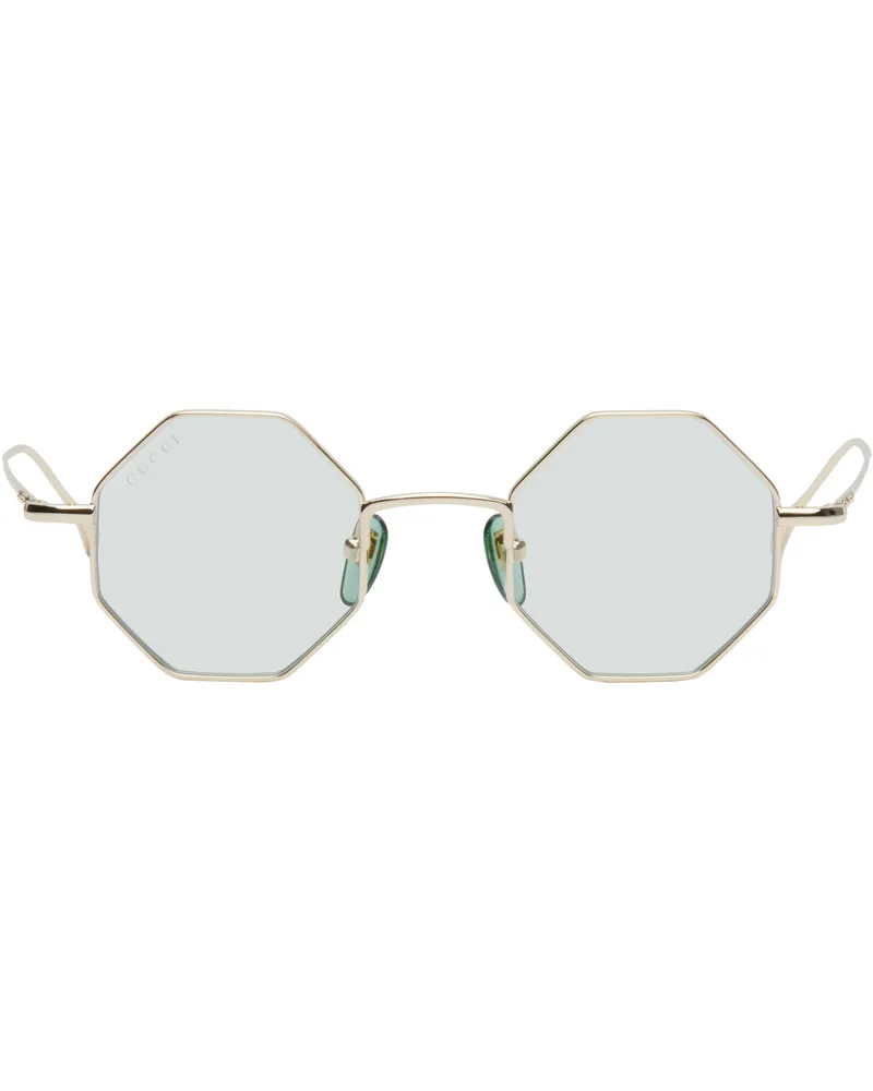 Gucci Gold Octangular Sunglasses 004