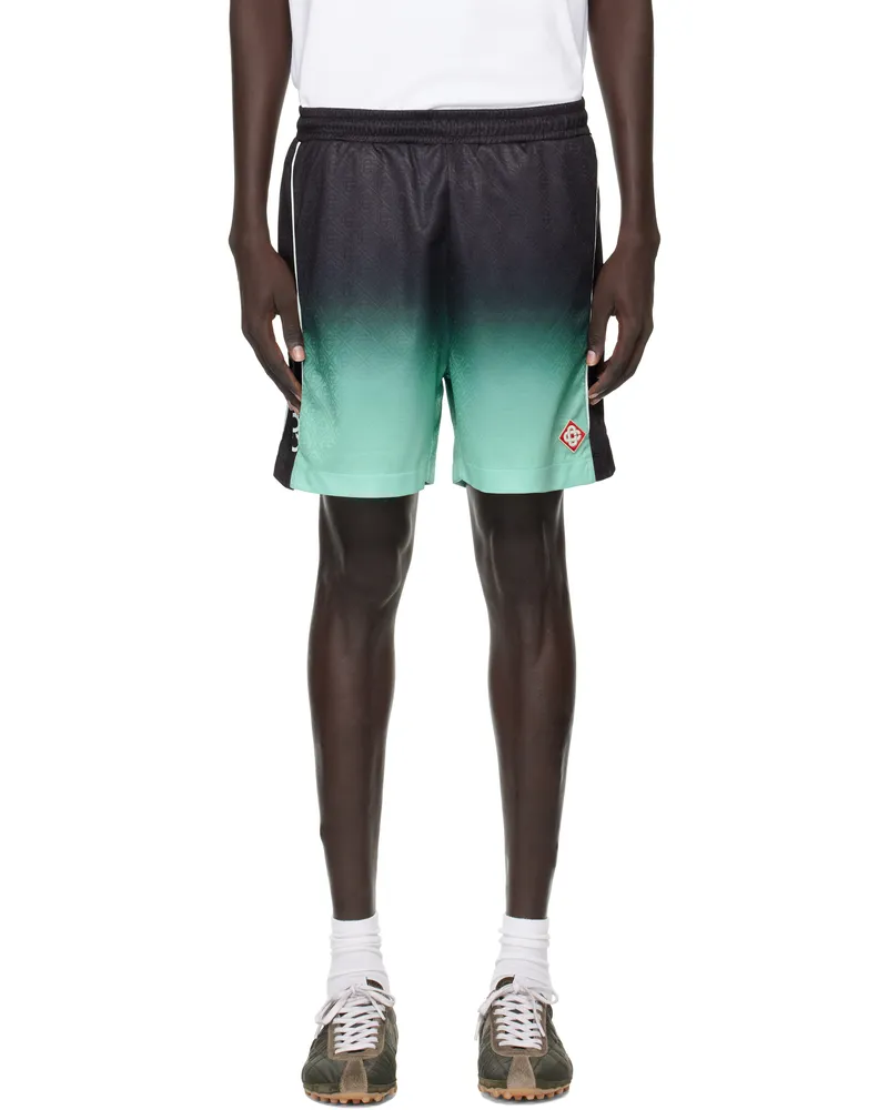 Casablanca Paris Black & Green Gradient Monogram Football Shorts Gradient