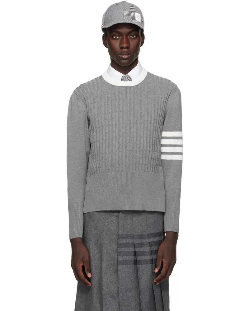 Thom Browne Gray Bar Sweater Lt