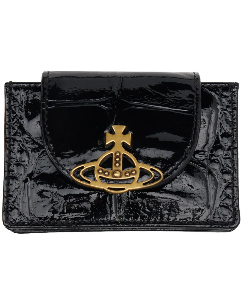 Vivienne Westwood Black Flap Card Holder Aw24-n403