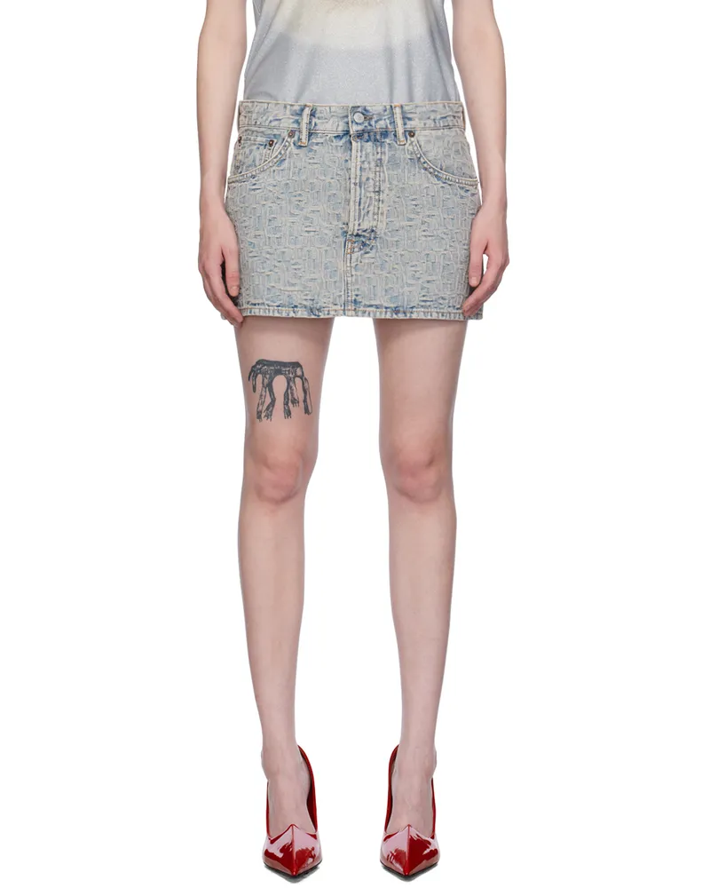 Acne Studios Blue Monogram Denim Miniskirt Buf