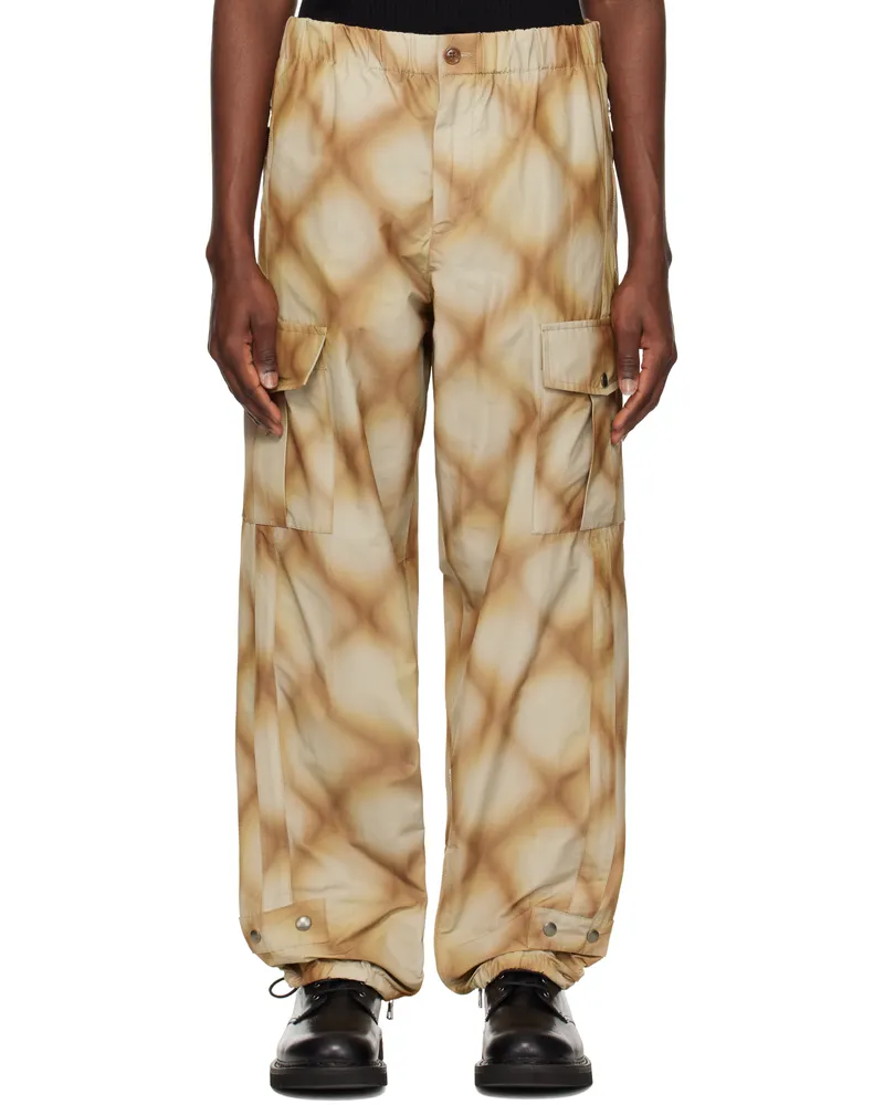 Dries van Noten Khaki Check Cargo Pants Rust