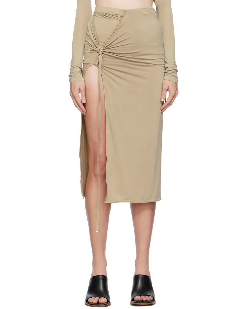 Jacquemus Khaki Le Chouchou 'La Jupe Pareo Croissant' Midi Skirt 530